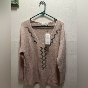 Pink Sweater with Sequins Design